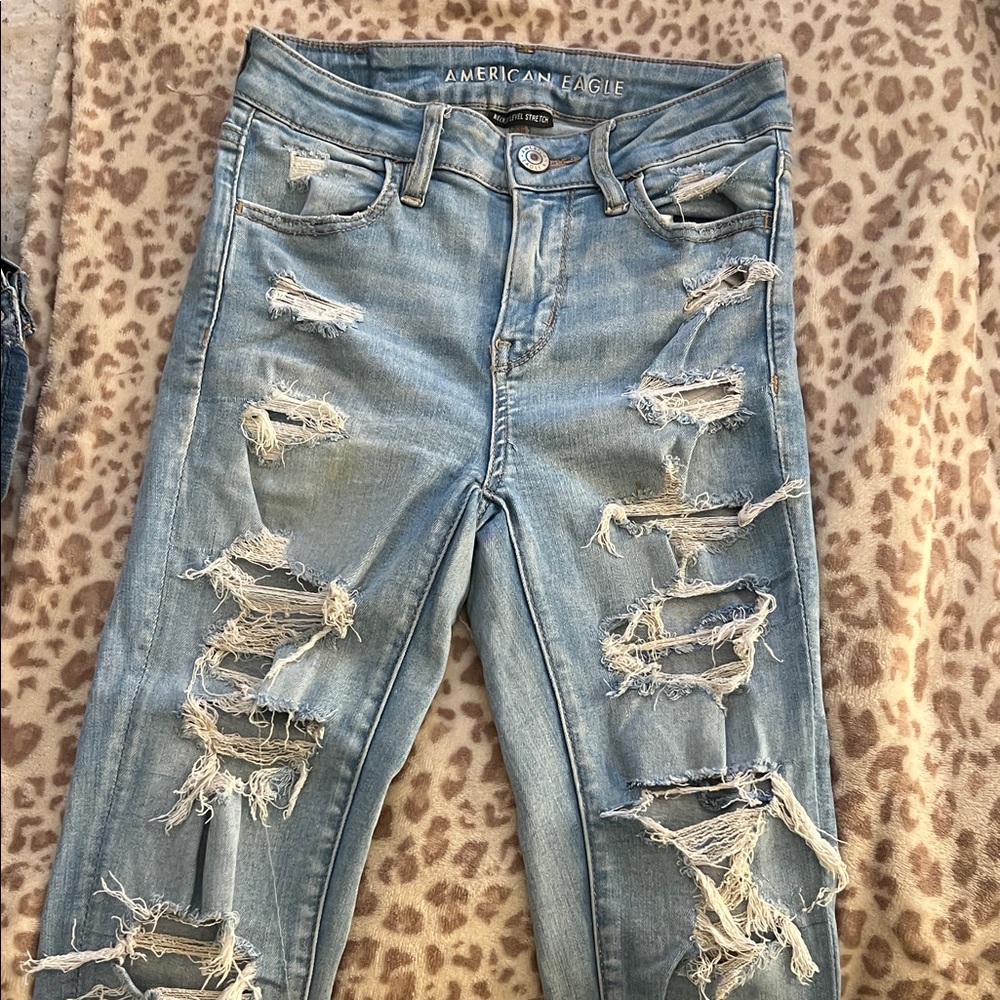 American Eagle Outfitters Ripped Light Blue Skinny Jeans
